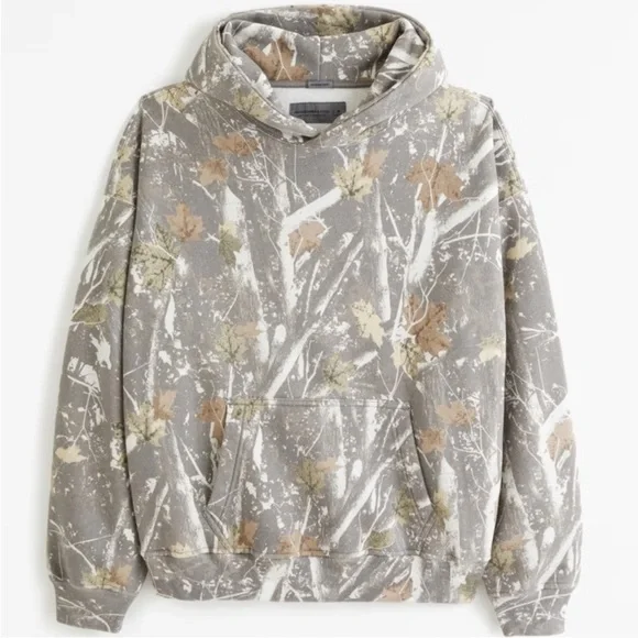 Abercrombie Men’s Essential Popover Hoodie dark gray camo Size Large - Picture 4 of 4